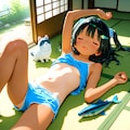 幸多さんの夏休みの絵の課題作成中の風景 6枚目