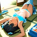 幸多さんの夏休みの絵の課題作成中の風景 2枚目