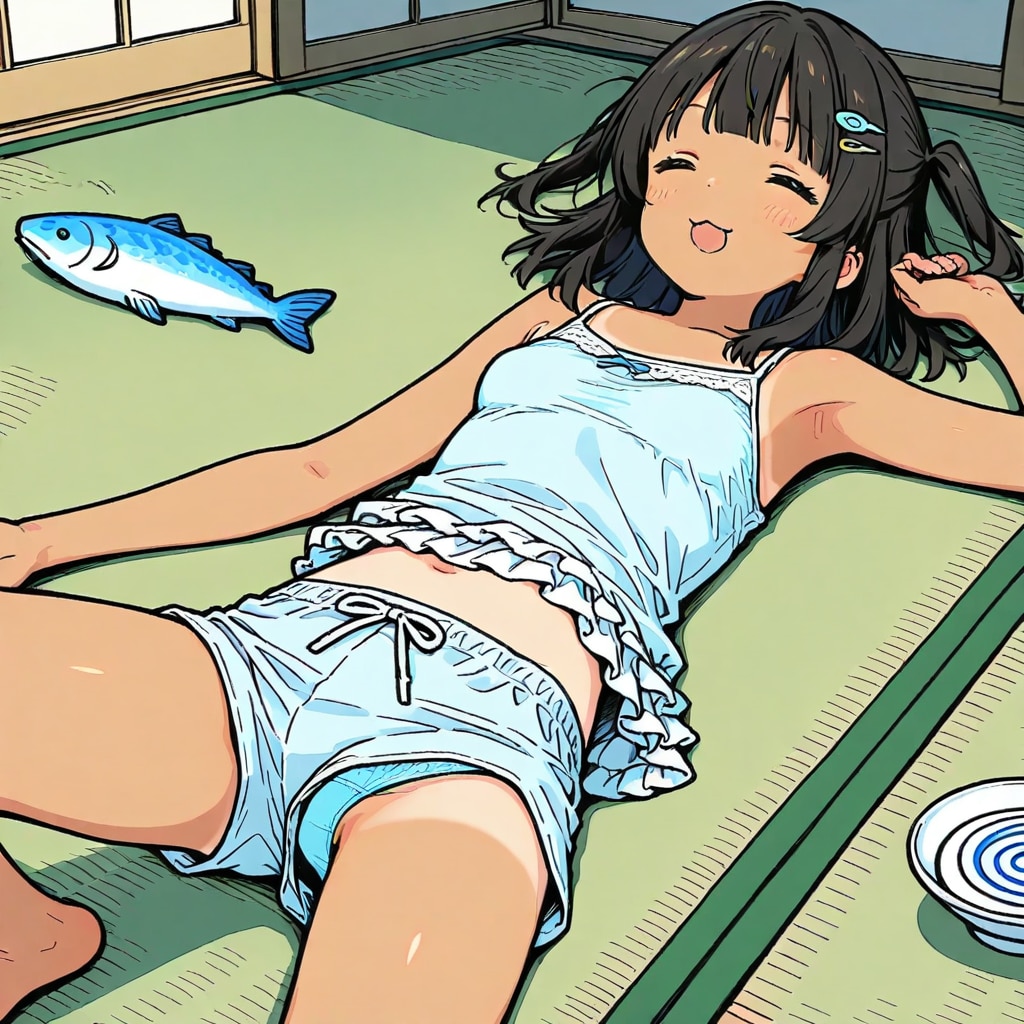 幸多さんの夏休みの絵の課題作成中の風景