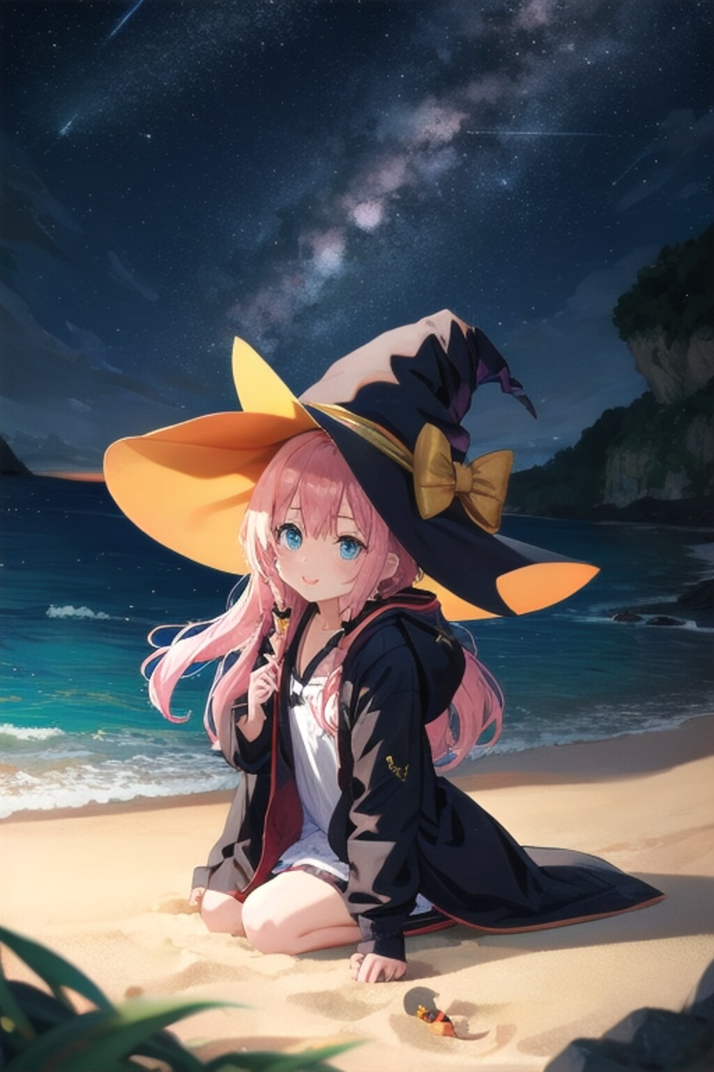 砂浜の魔女と星空