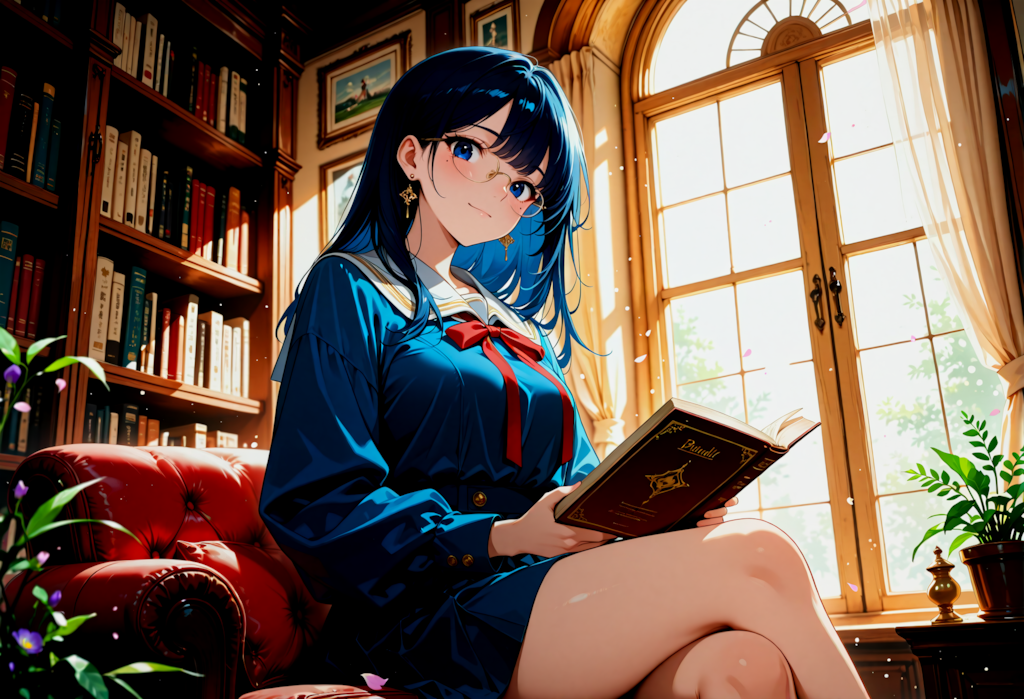 古書と陽光が紡ぐ静寂なる知の探求