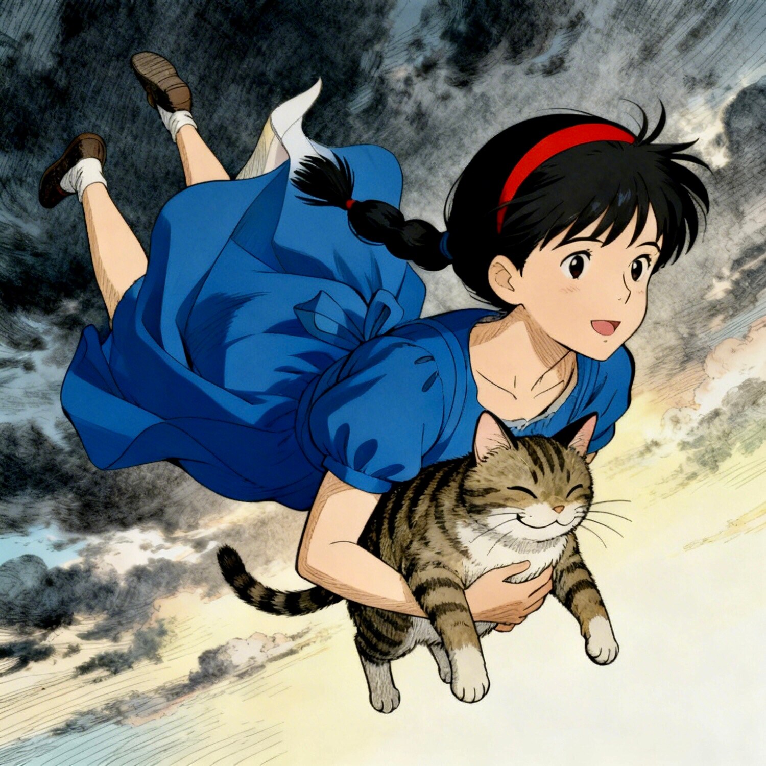 空から落ちてきた少女と猫