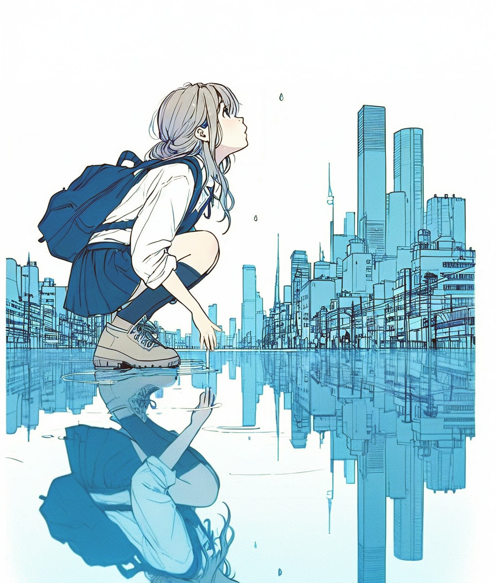 街と水たまり、少女204