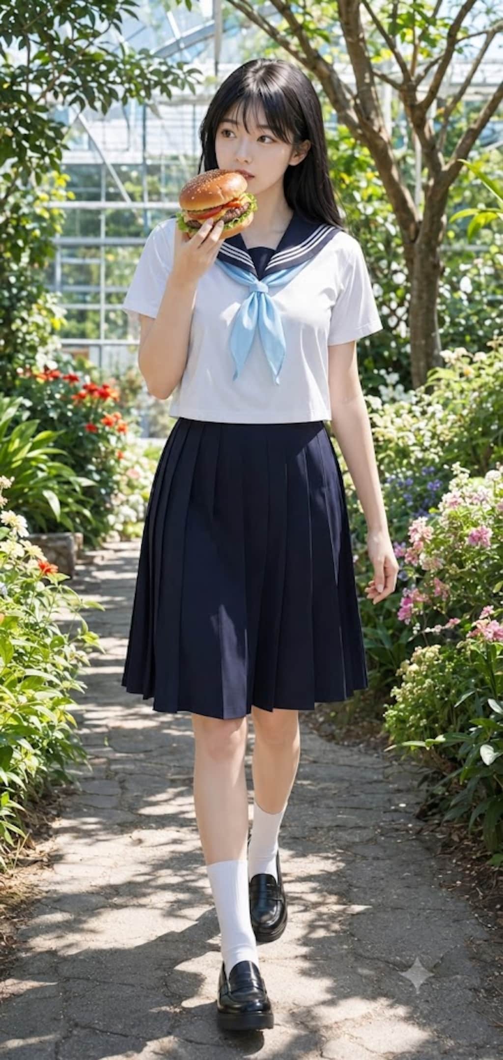 ハンバーガーと女子高生