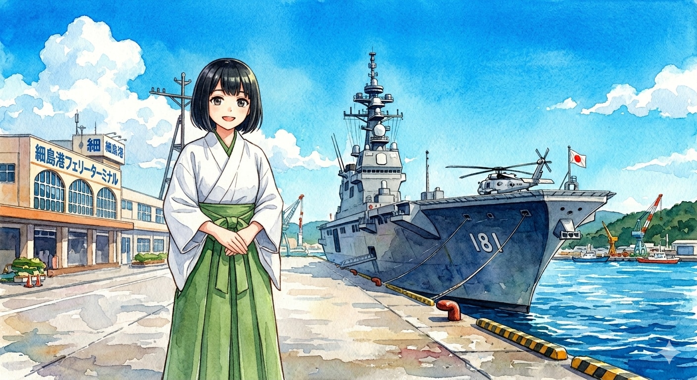 ようこそ細島港へ（海自護衛艦ひゅうが） | の人気AIイラスト・グラビア