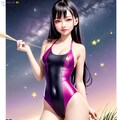 七夕　織姫風競泳水着の彼女　（夜その２） 3枚目
