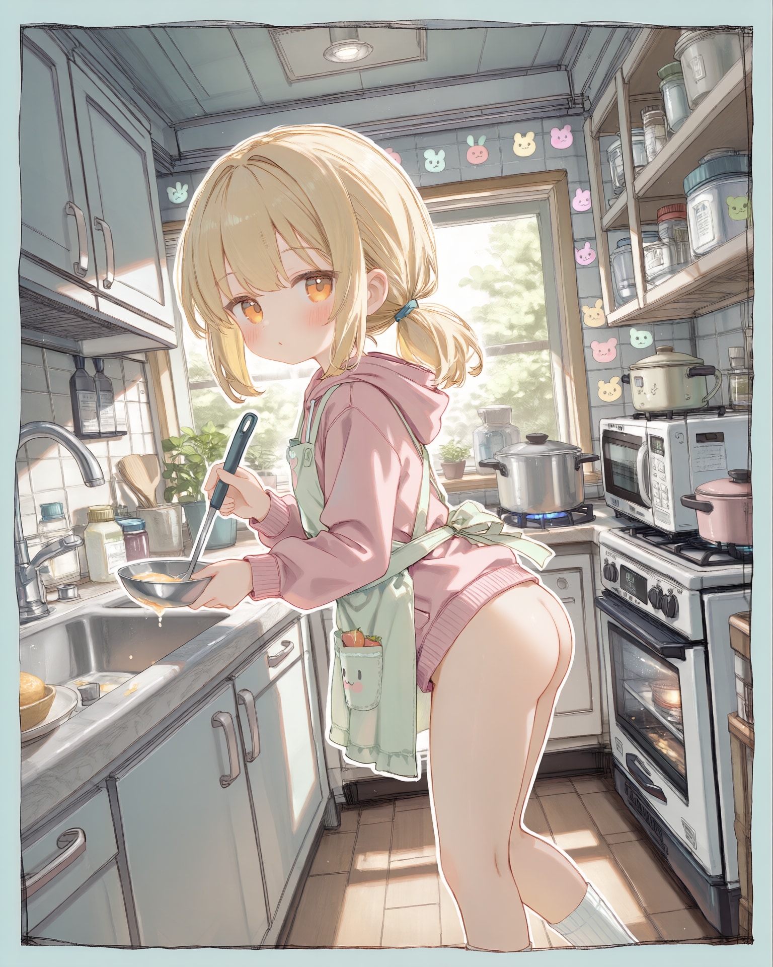 裸パーカーエプロン