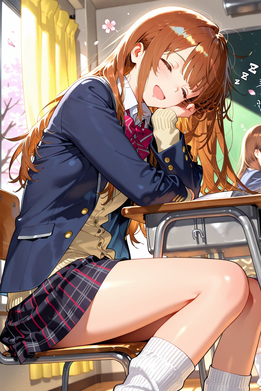 うたた寝する女子高生