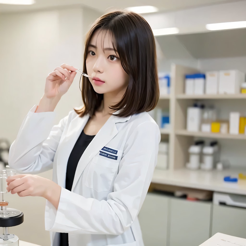 黒髪ボブで白衣の美女２４