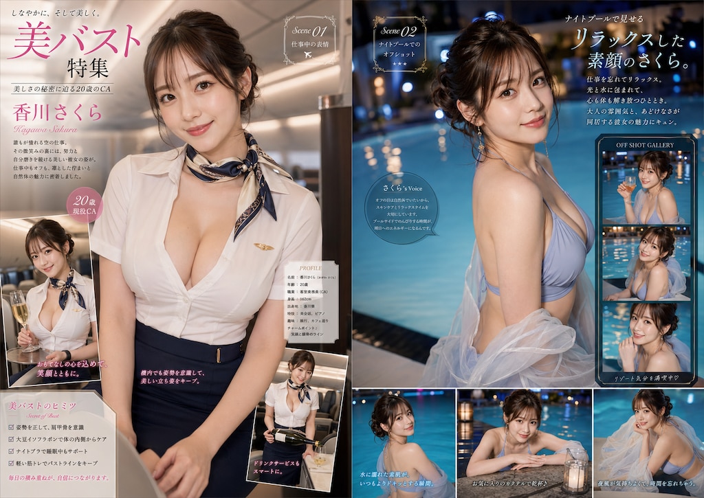 客室乗務員の美バスト・美谷間特集