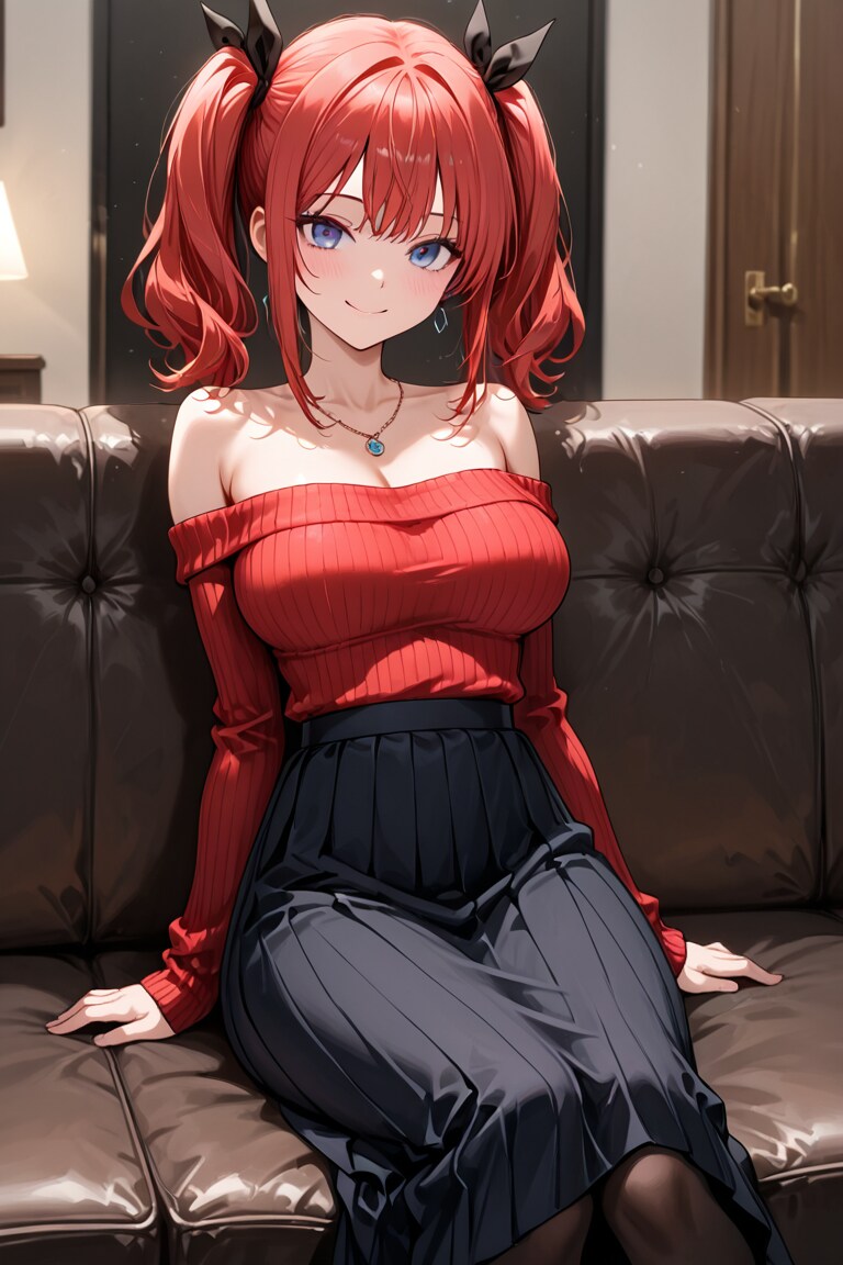 ネックレスとニットセーター