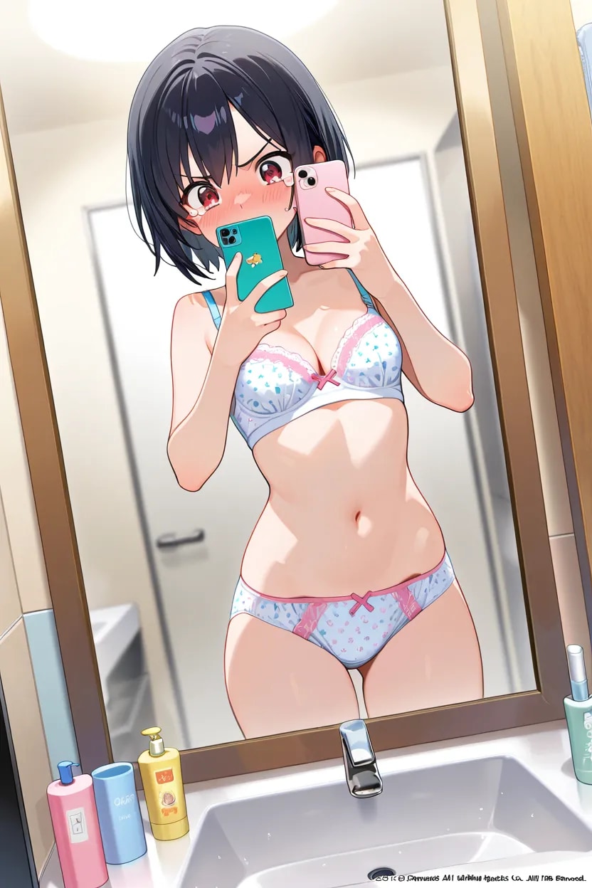 1枚ずつ脱がして自撮りさせる