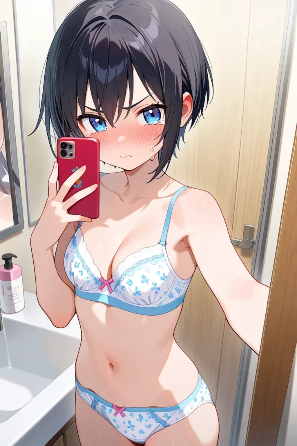 1枚ずつ脱がして自撮りさせる