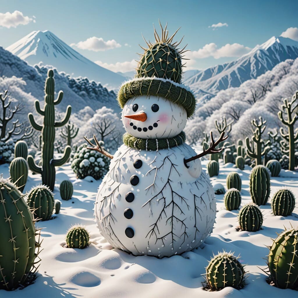 サボテン雪だるま