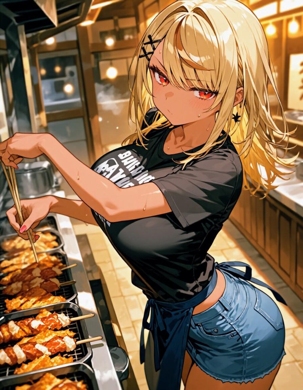 串カツ屋でバイトの、おにくちゃん🍖💦