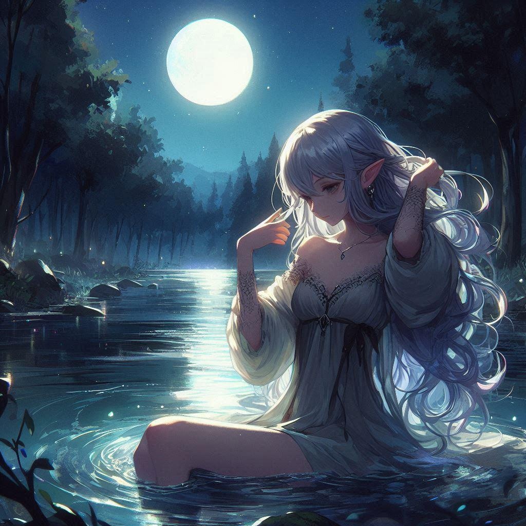 エルフの水浴び