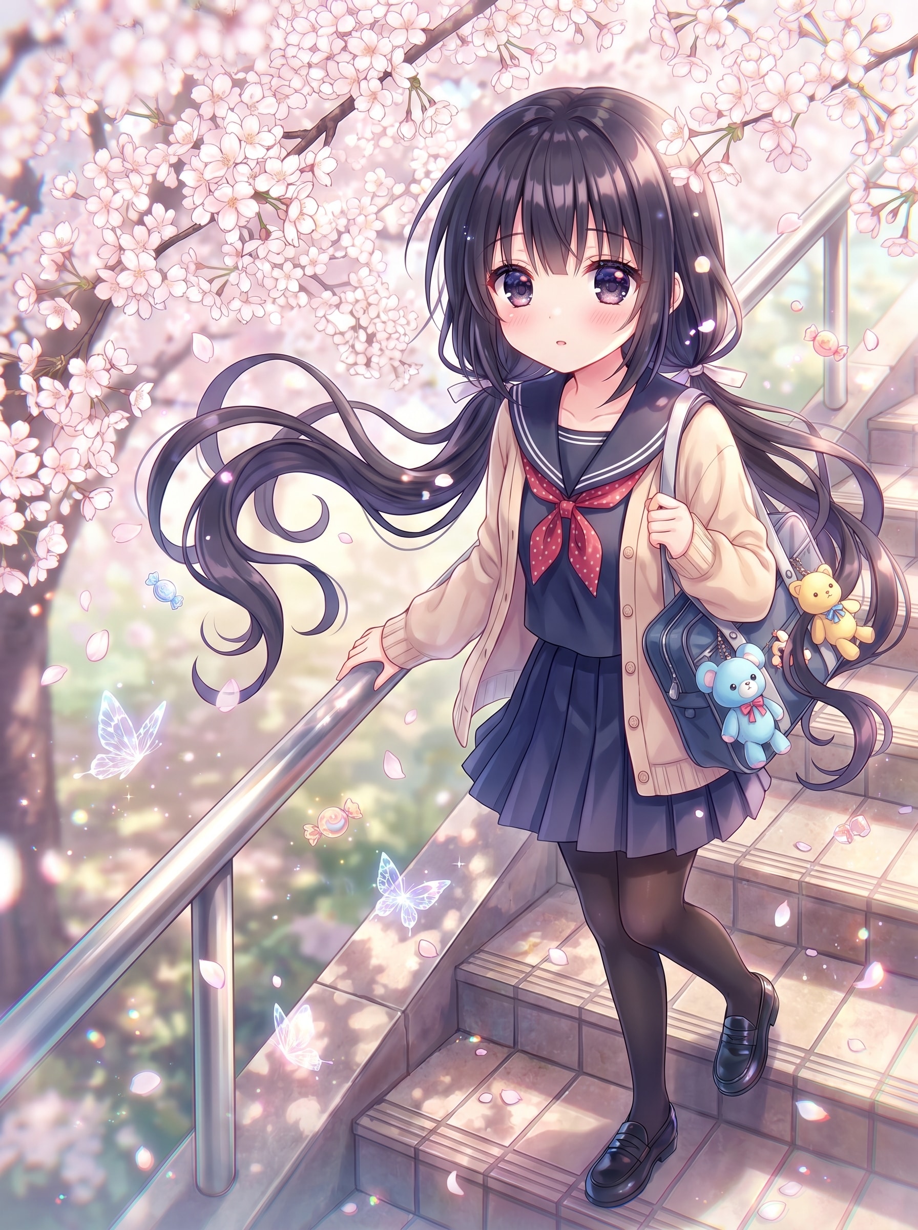 桜霞階段の静謐 | の人気AIイラスト・グラビア