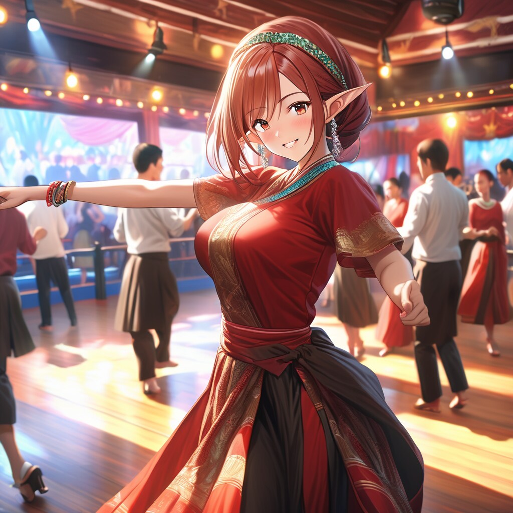 民族衣装を着たエルフさんとダンス！