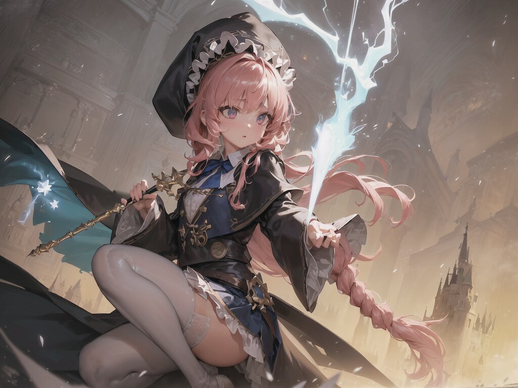 攻撃ポーズと魔法---2--(AOM3+controlnet)