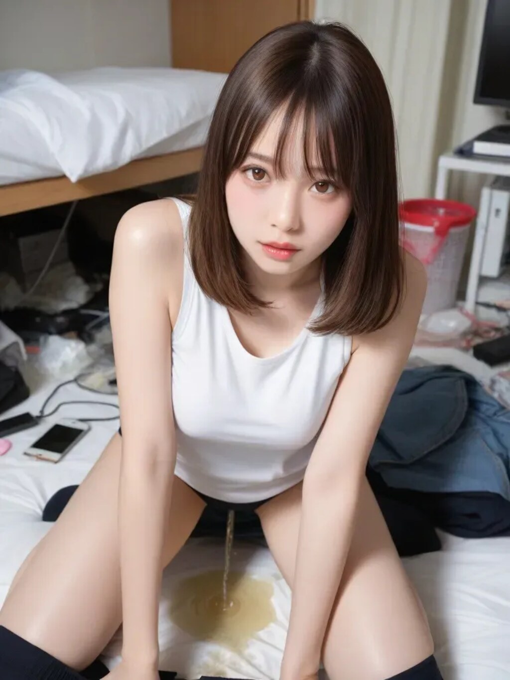 汚部屋で放尿