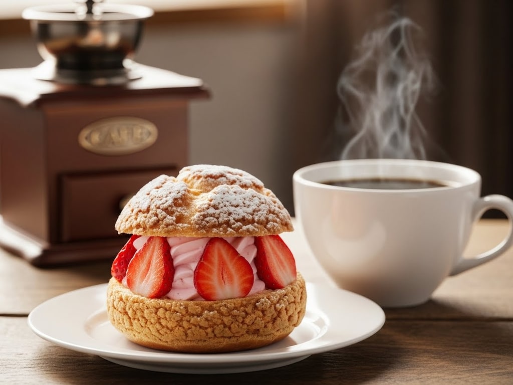 デザートの苺シュークリーム