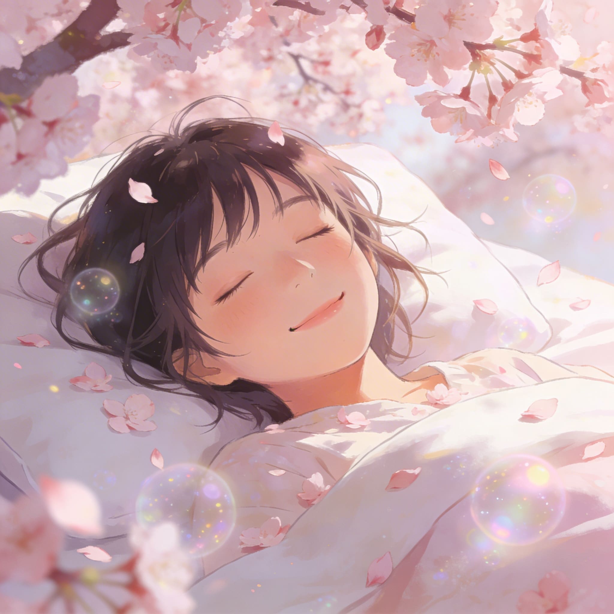 満開の桜の花と咲く夢は、幸せな寝顔の君と春眠と | の人気AIイラスト・グラビア