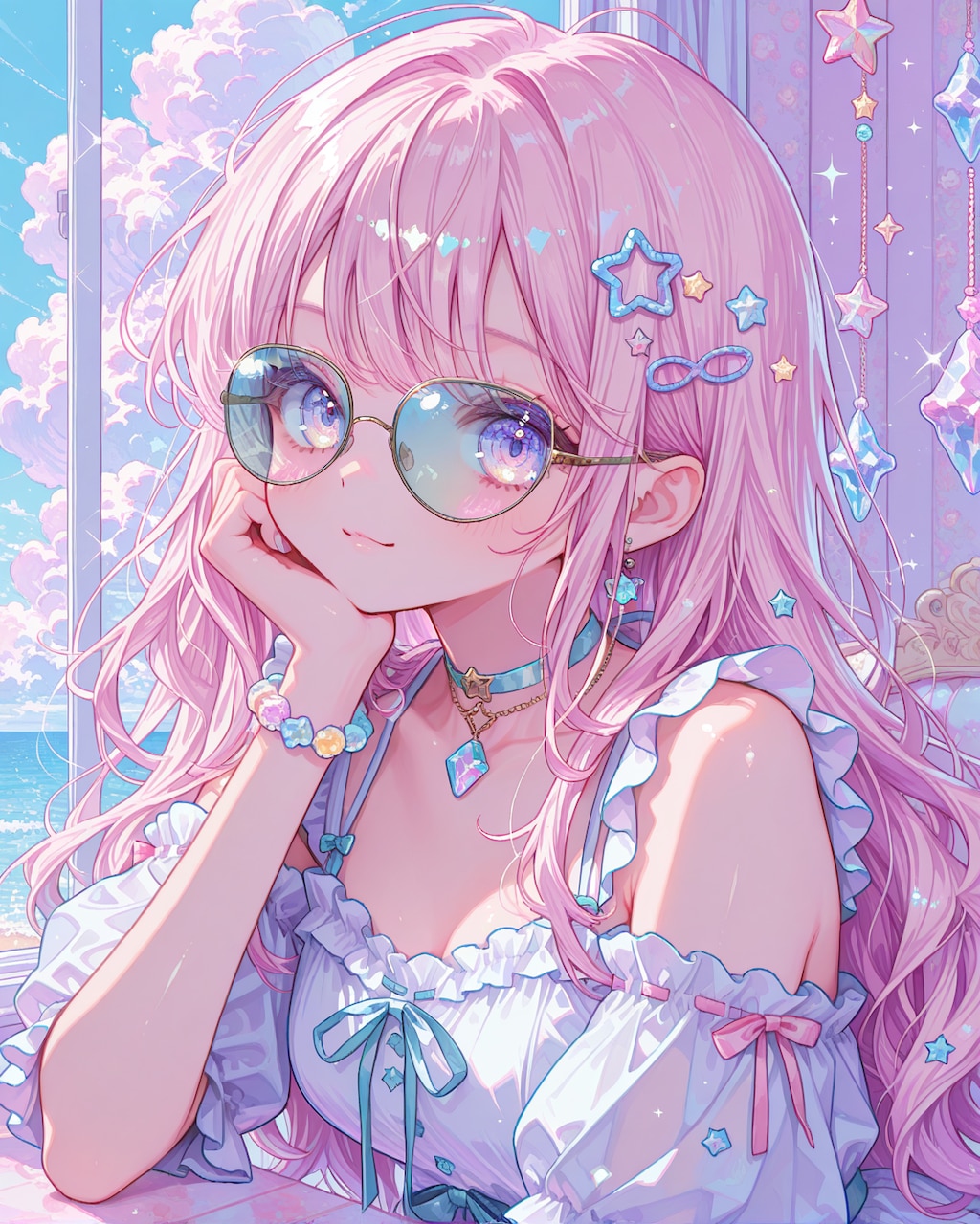 ファンシーなサングラスの女の子