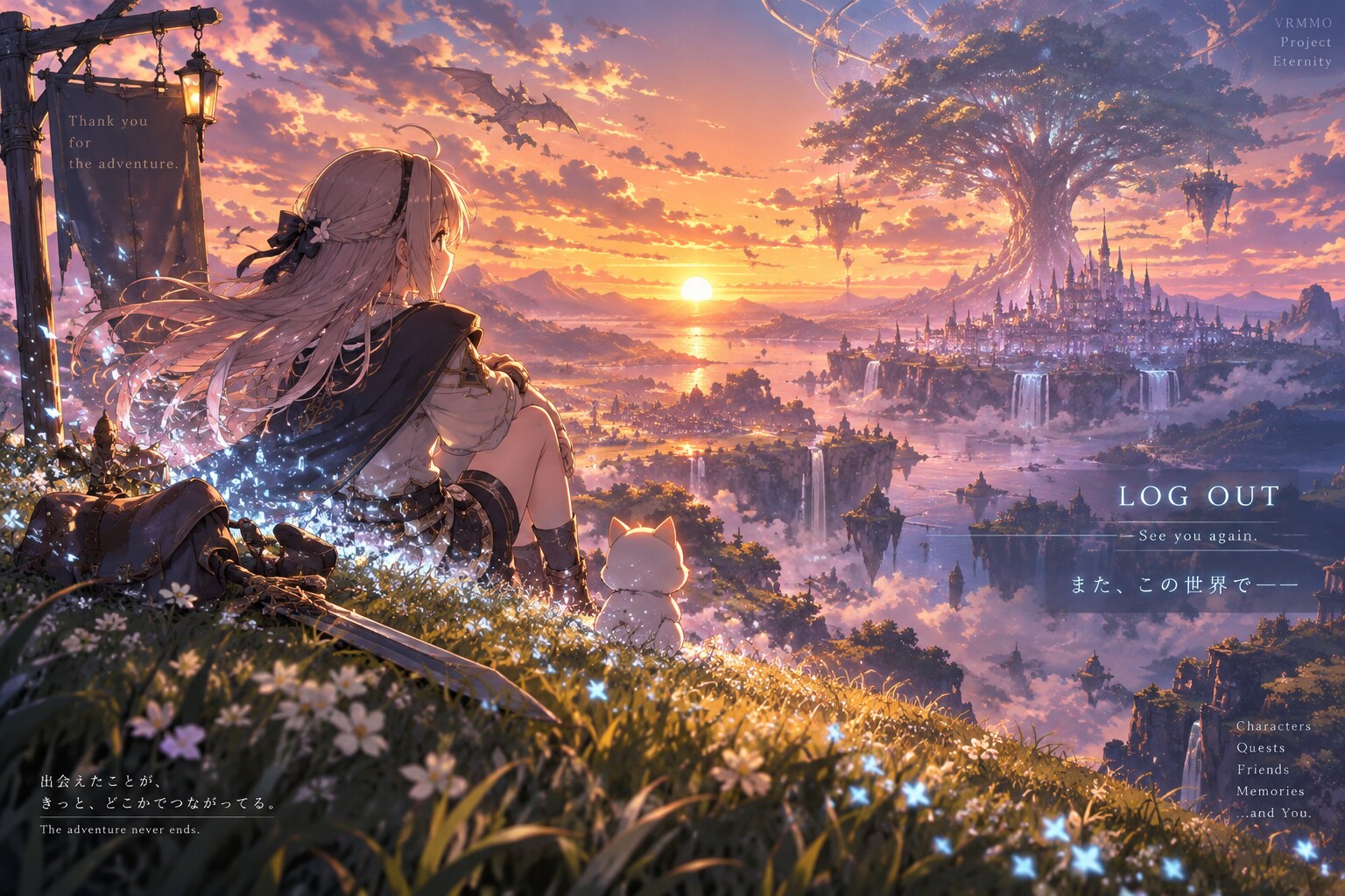 夕暮れの世界樹と冒険のログアウト | の人気AIイラスト・グラビア