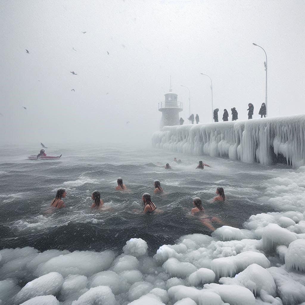 【謎画像】海水浴の冬！