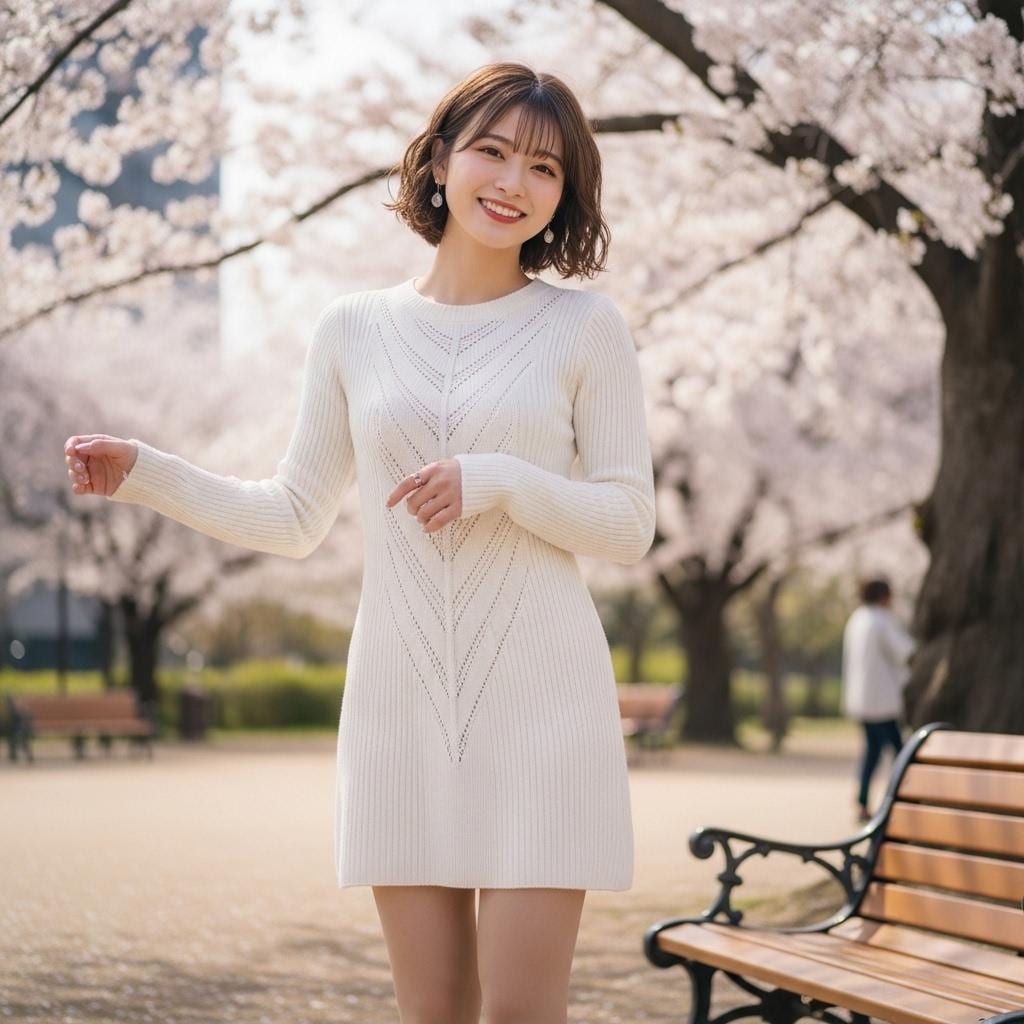 桜満開の公園で