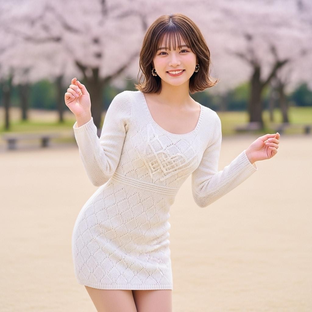 桜満開の公園で