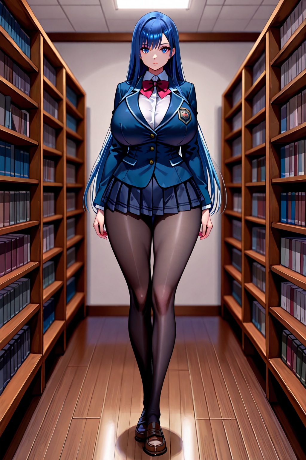 青髪ロングの女子高生　2