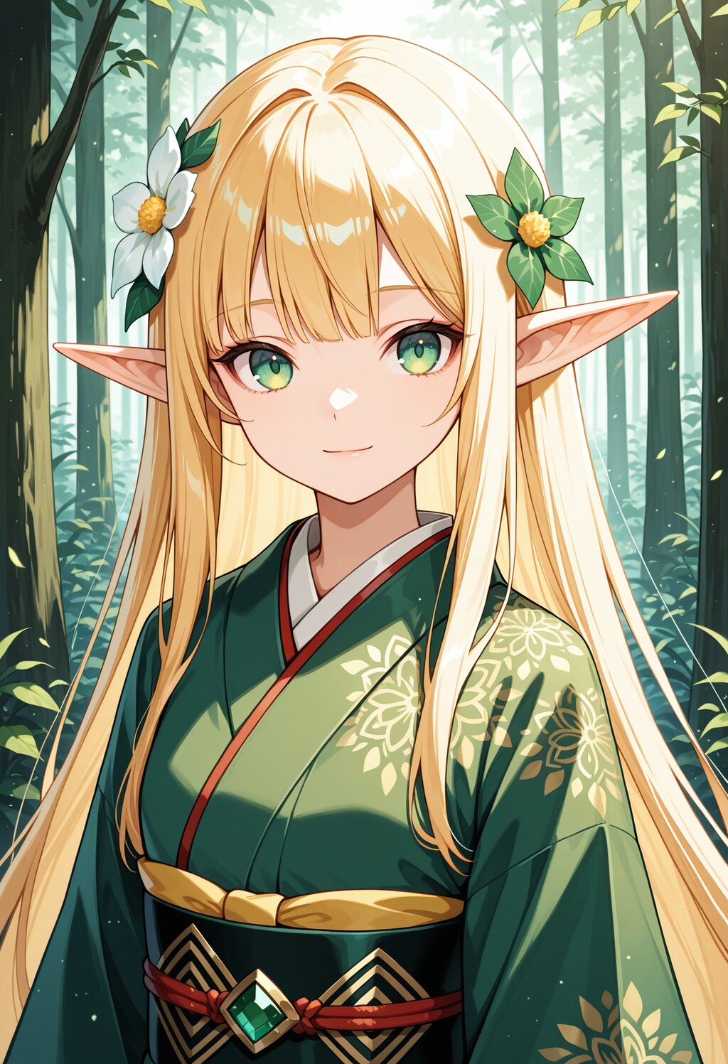 着物とエルフ魔女さん