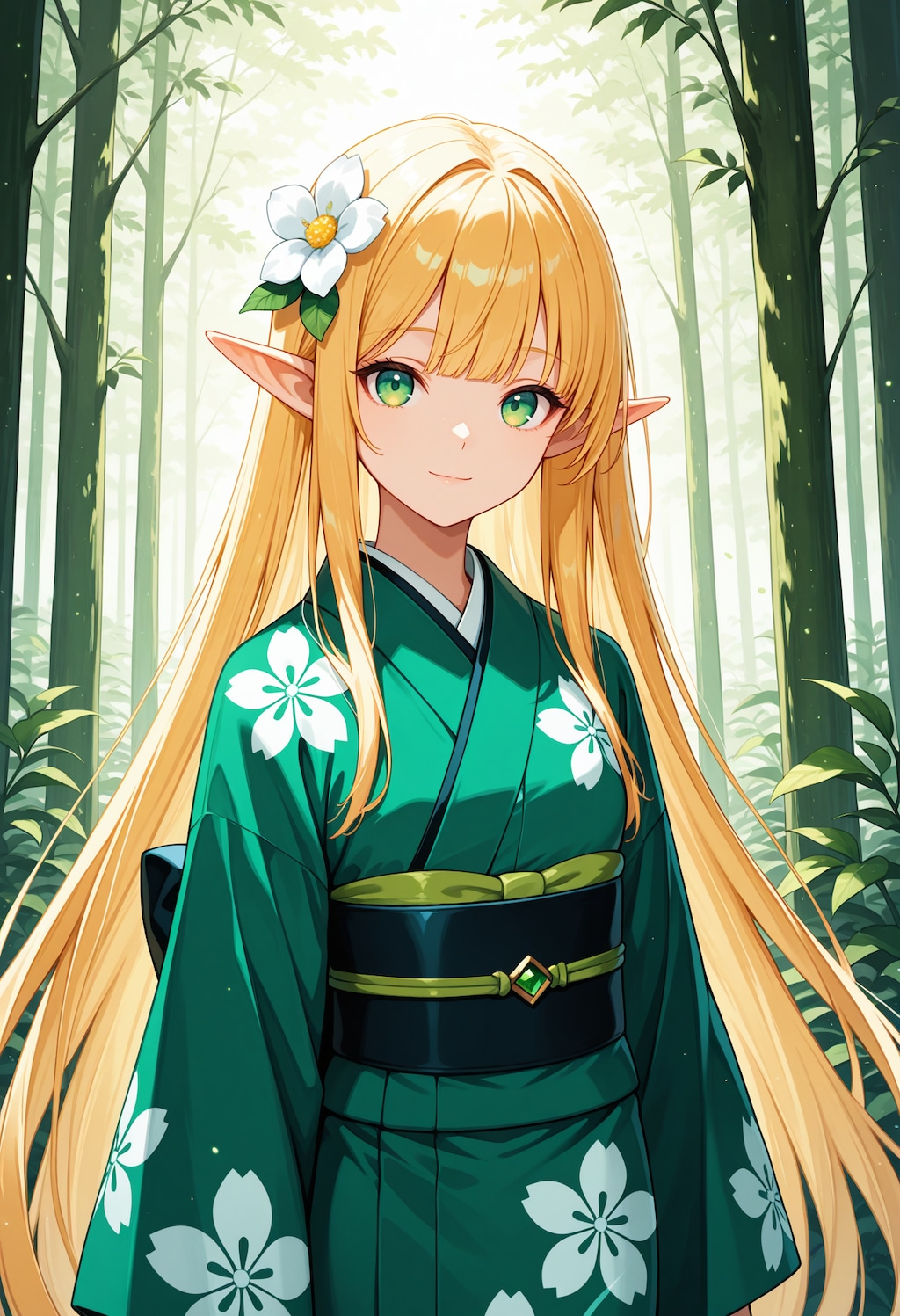 着物とエルフ魔女さん