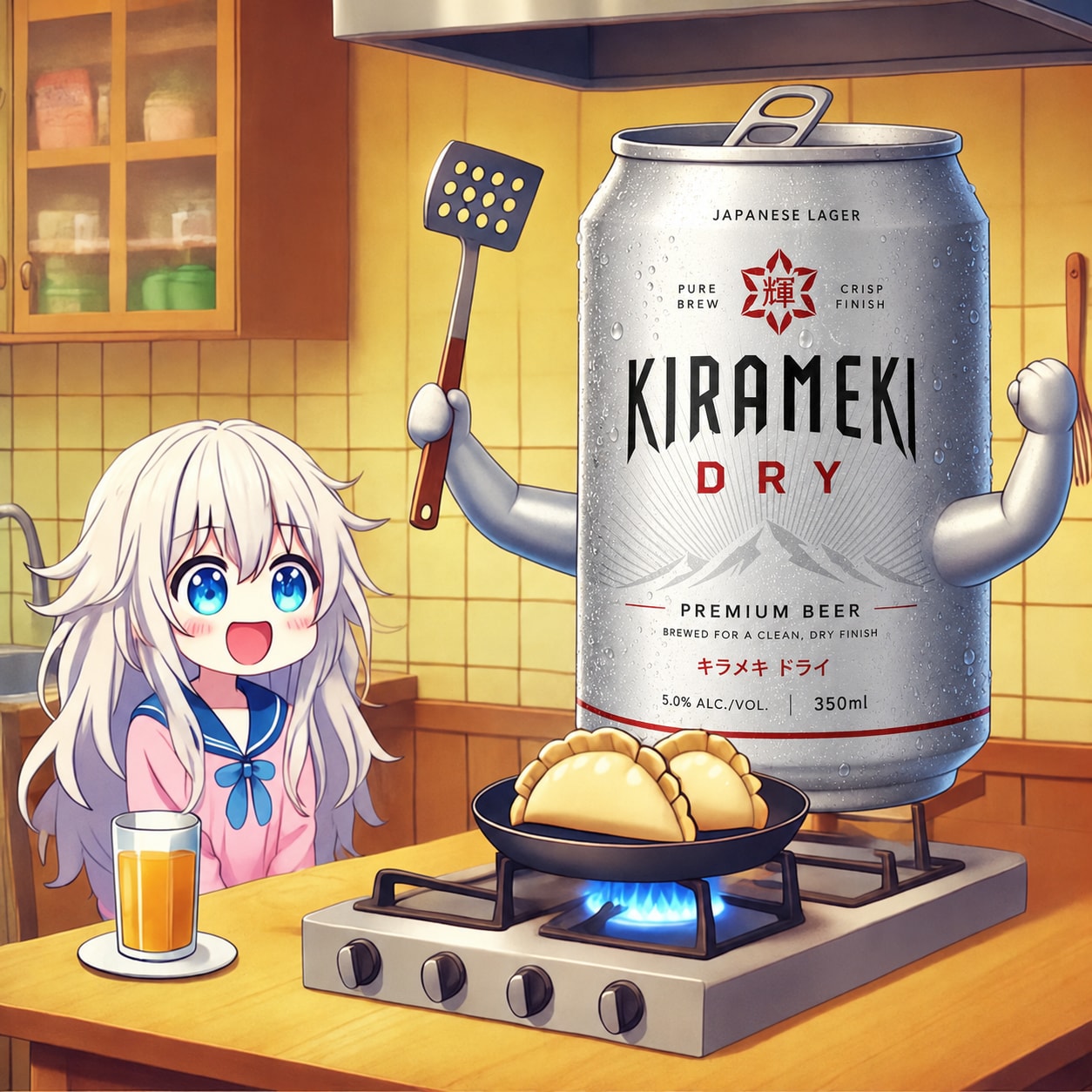 ビールと中華料理と小さな女の子