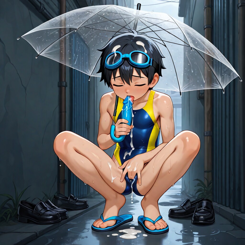 【番外編】路地裏で自慰をする競泳水着の少女