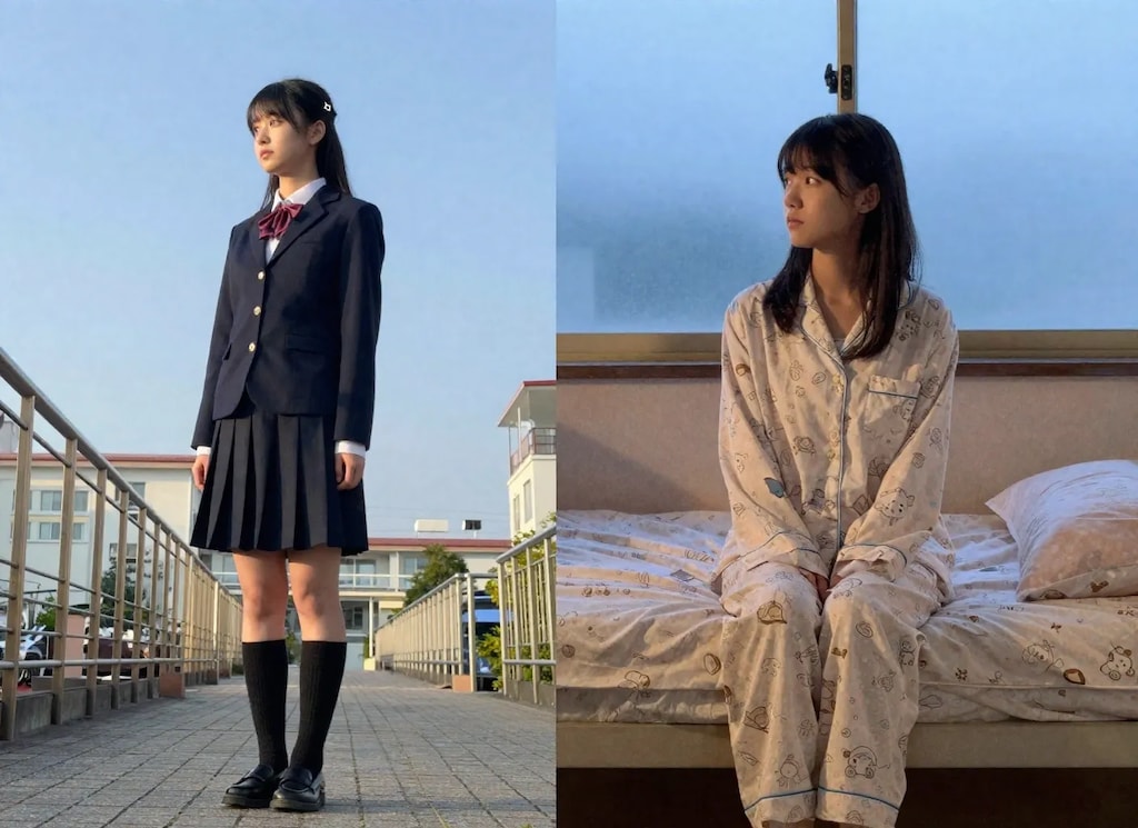 健全なビフォアアフター（昼と夜パジャマ）