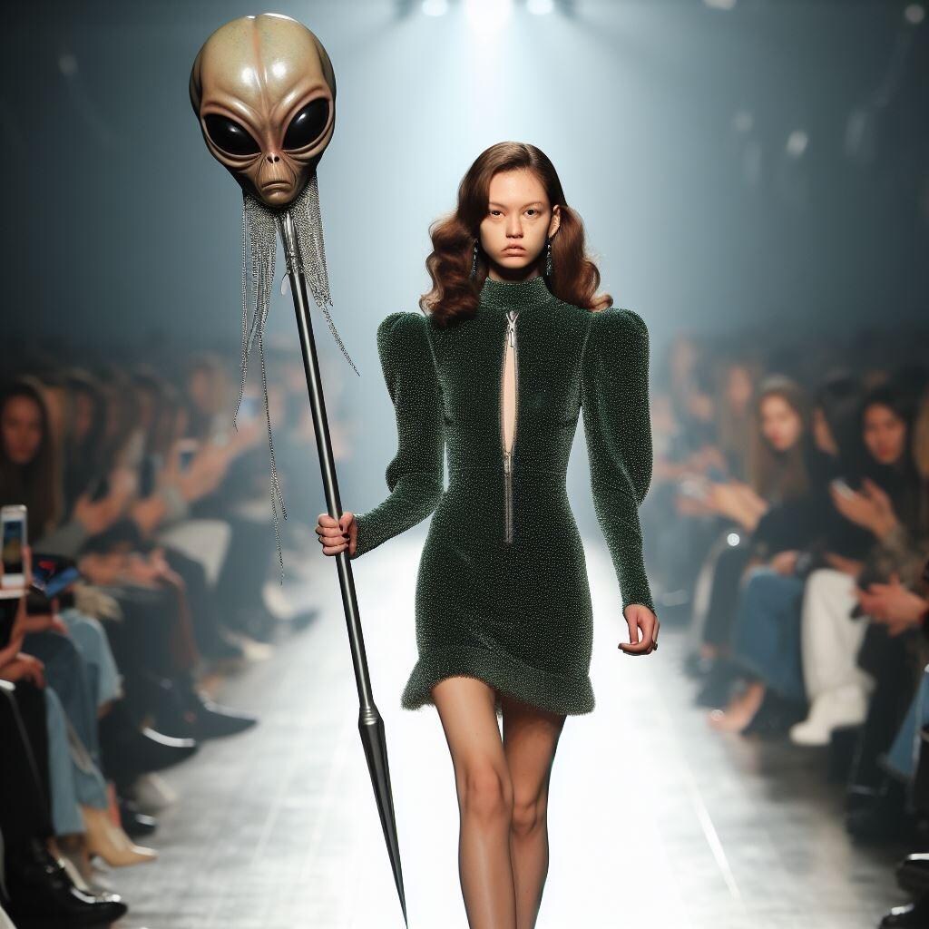 【謎画像】エイリアンを討ち取ってからファッションショーに出るスーパーモデル