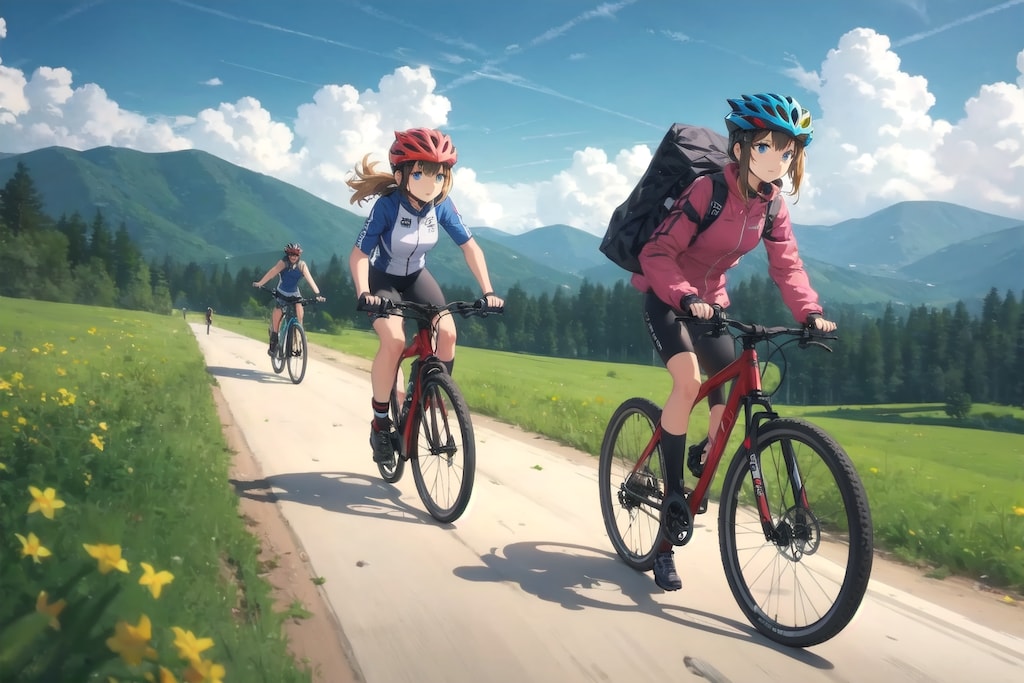 高原を走る自転車