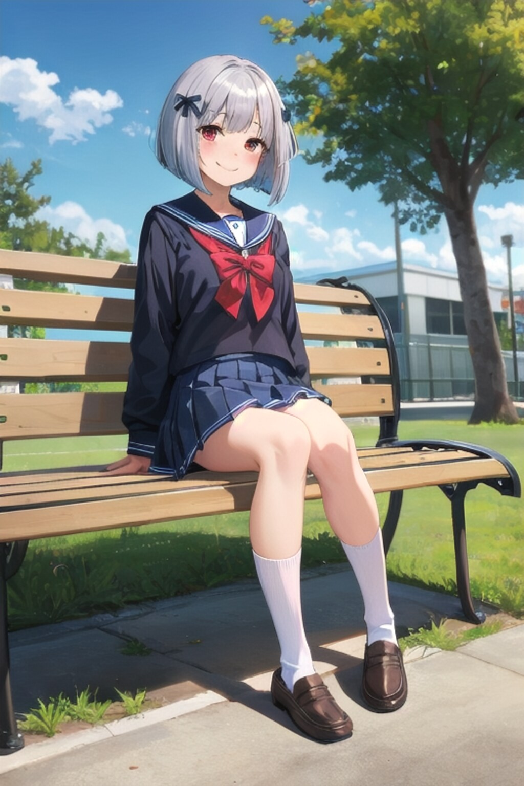 ベンチに座る女の子