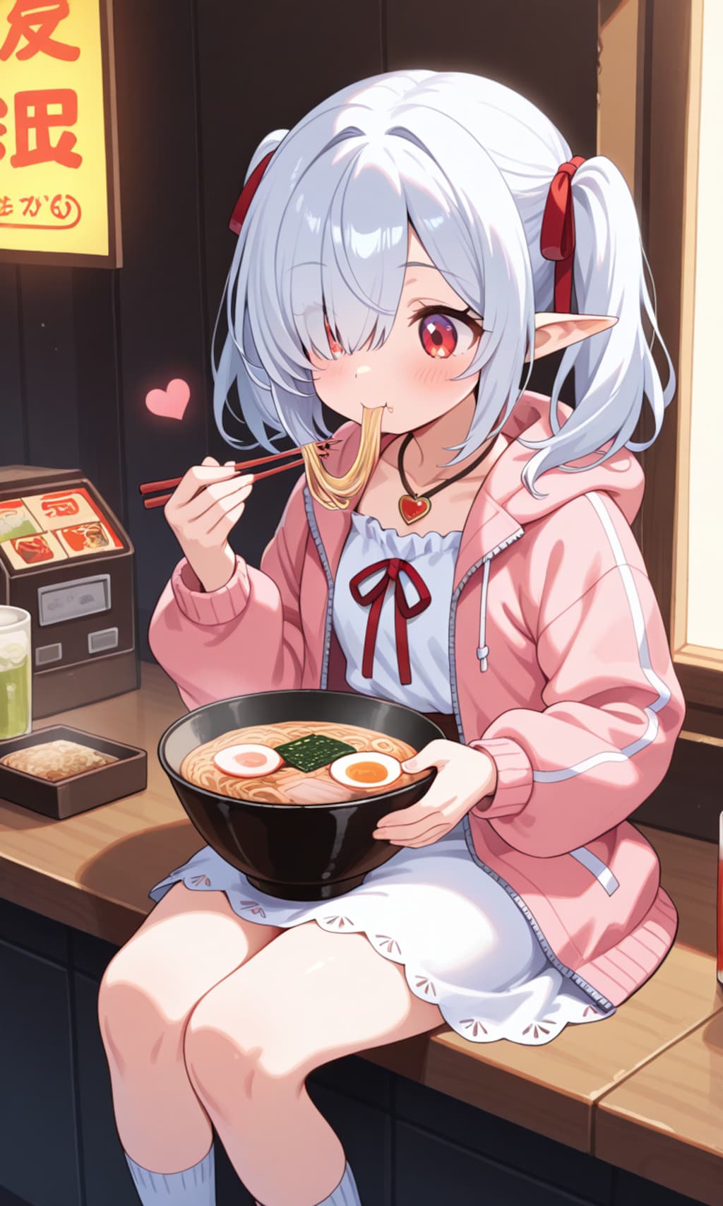 ラーメン食べるシロネさん