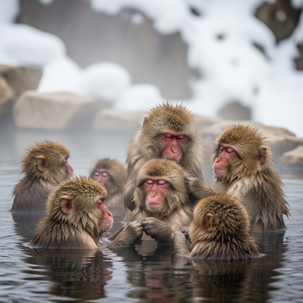ニホンザルの温泉入浴