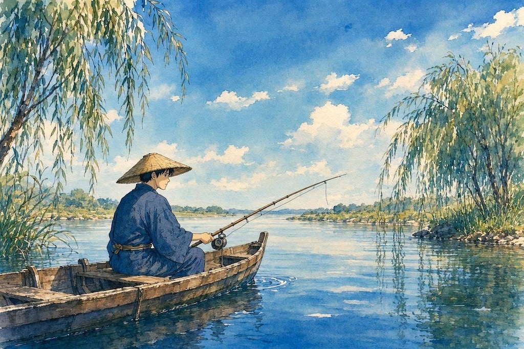 昔ながらの川舟釣り🎣