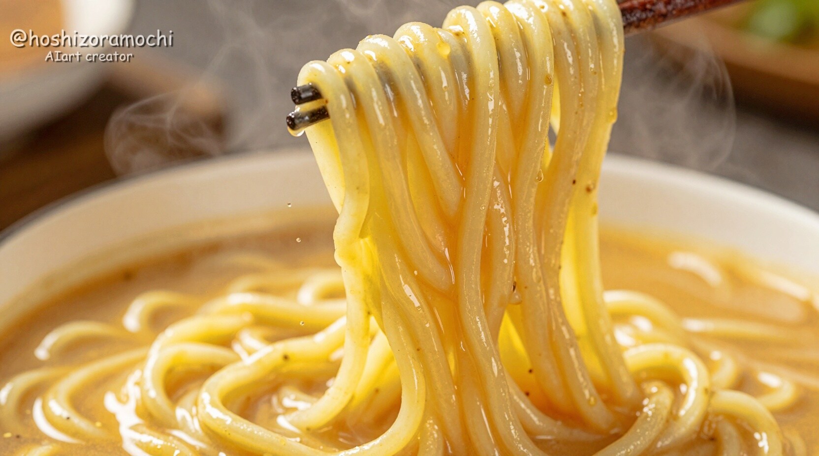 箸ですくい上げた瞬間にわかる、この「生麺」のコシ。 | の人気AIイラスト・グラビア