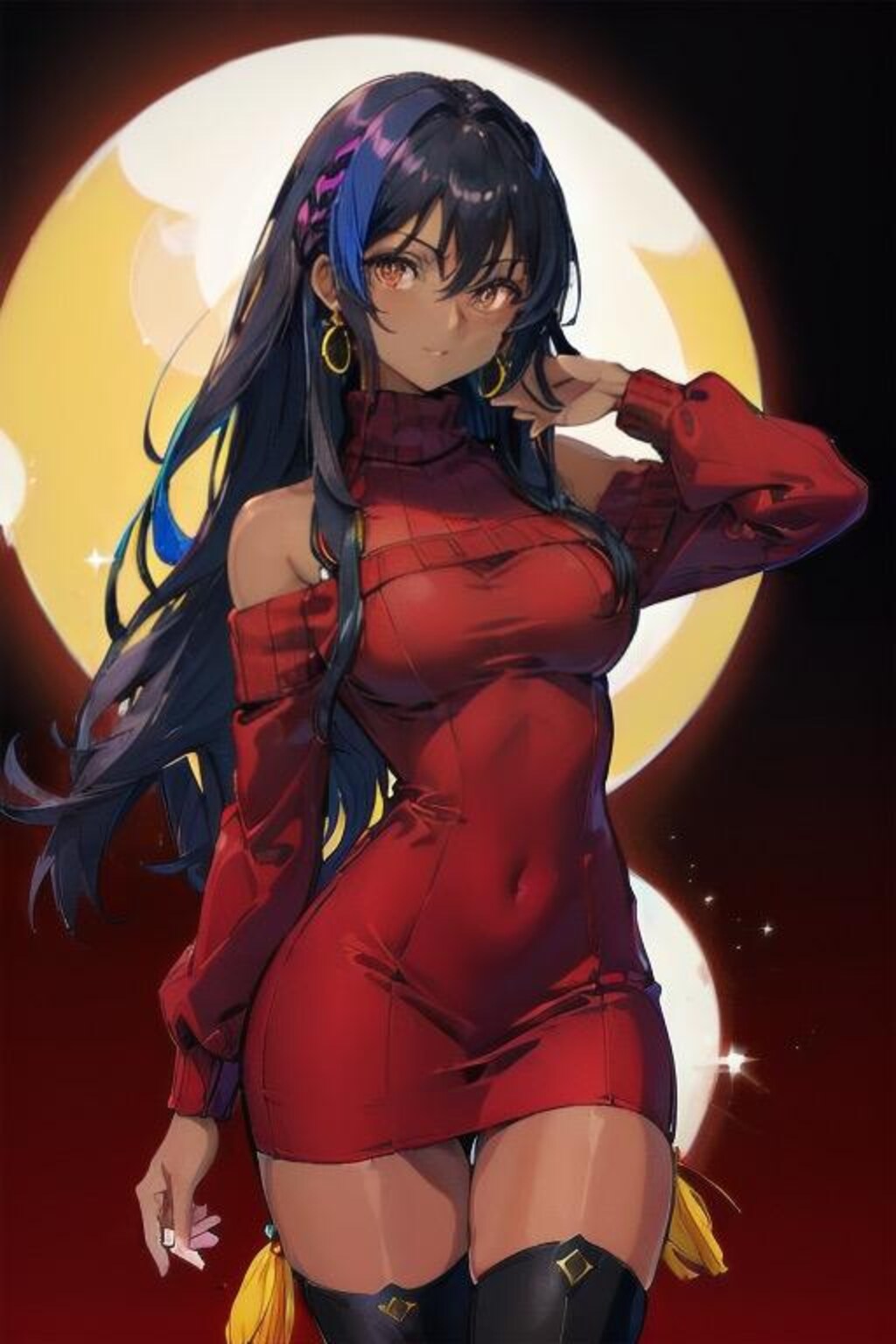 褐色ニットセータードレスギャル2