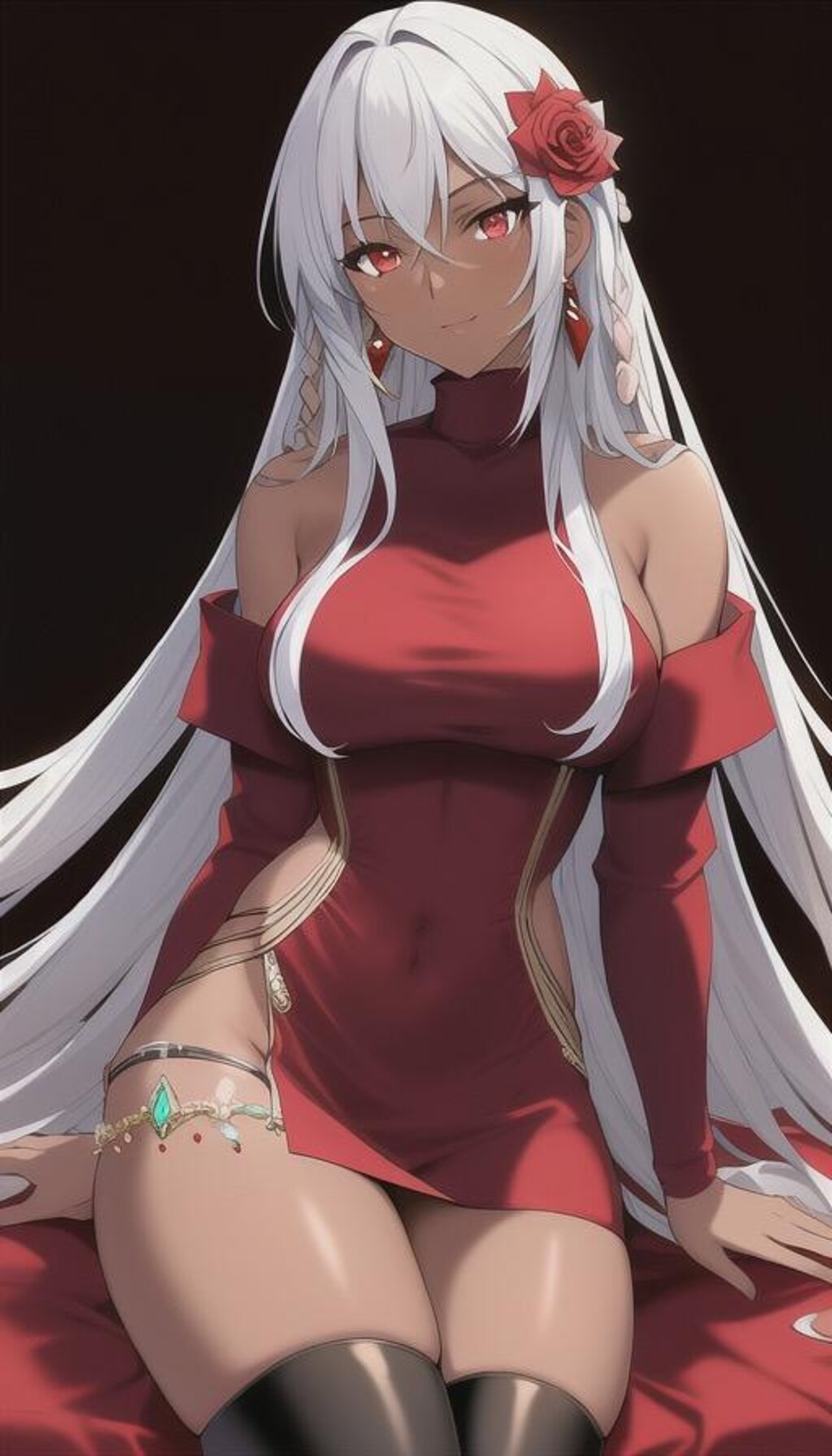 褐色ニットセータードレスギャル2