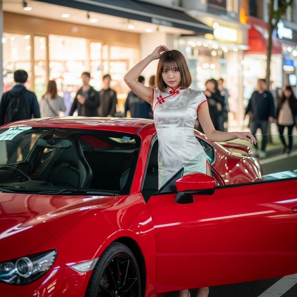 チャイナ服で乗り付けて