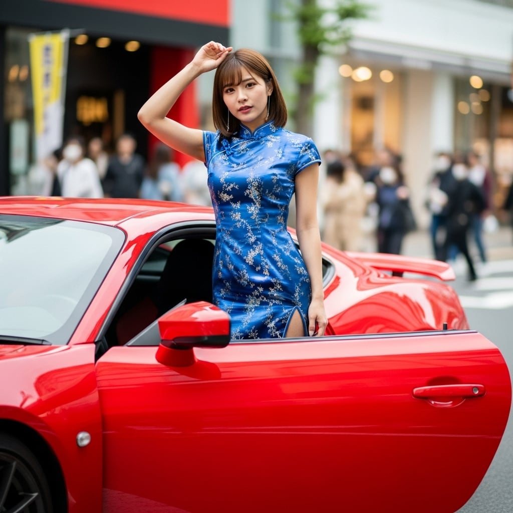 チャイナ服で乗り付けて