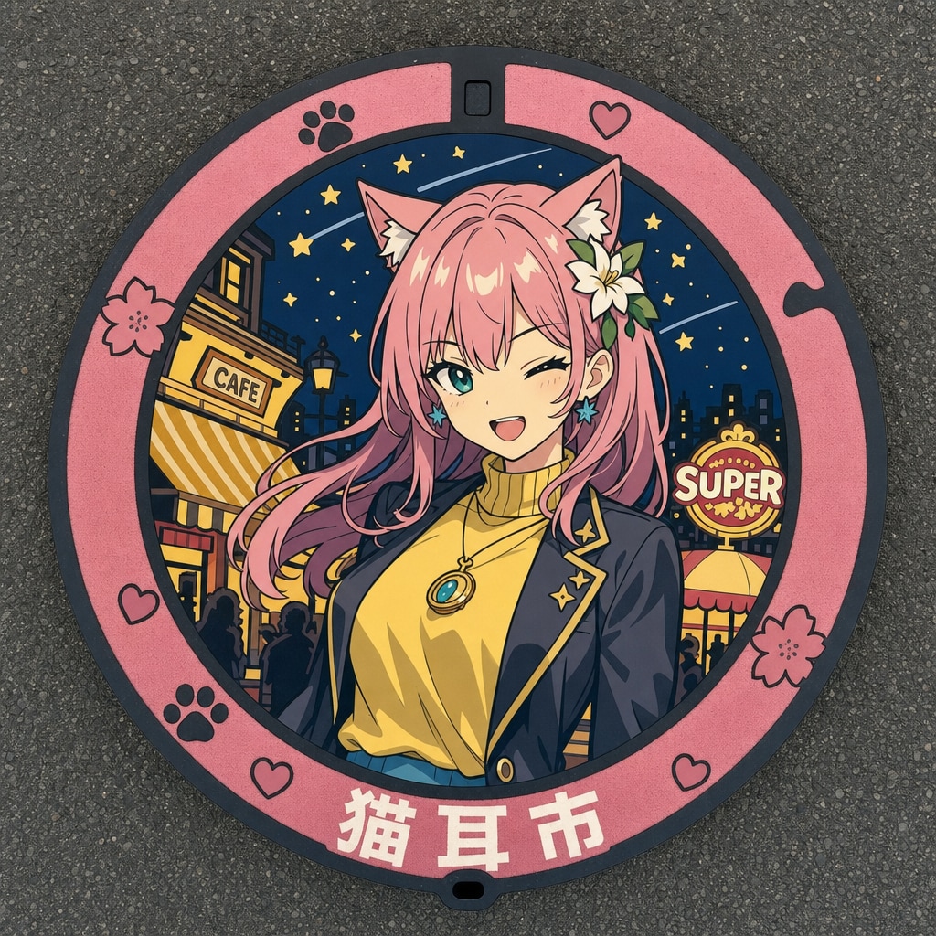 猫耳市のご当地マンホール🐱✨その2