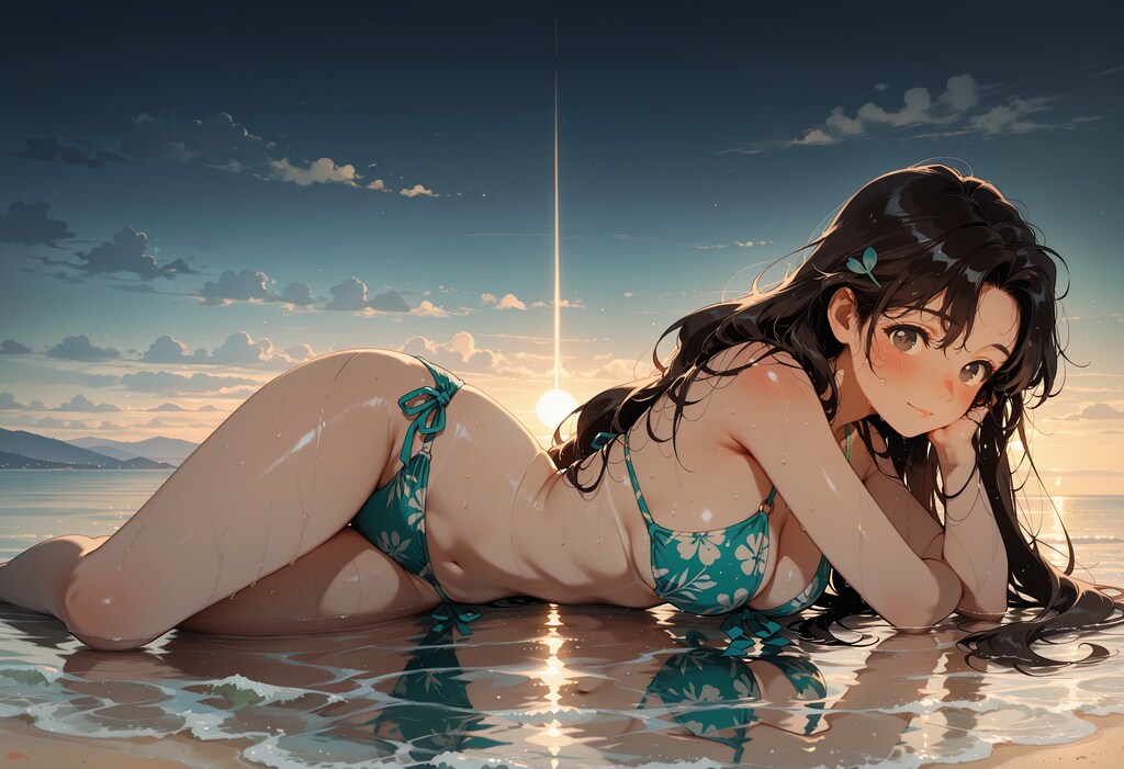 海辺のビキニの女性